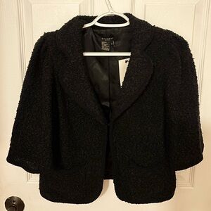 Sandro Sportswear Black Bouclé Wool Blend Cropped Jacket Size S
